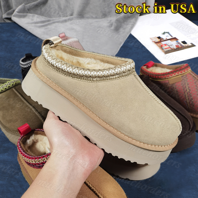 Top Tasman fur slides tazz slippers designer womens snow boots platform sheepskin Shearling Classic Ultra Mini boot men suede Wool winter ankle booties mens shoes