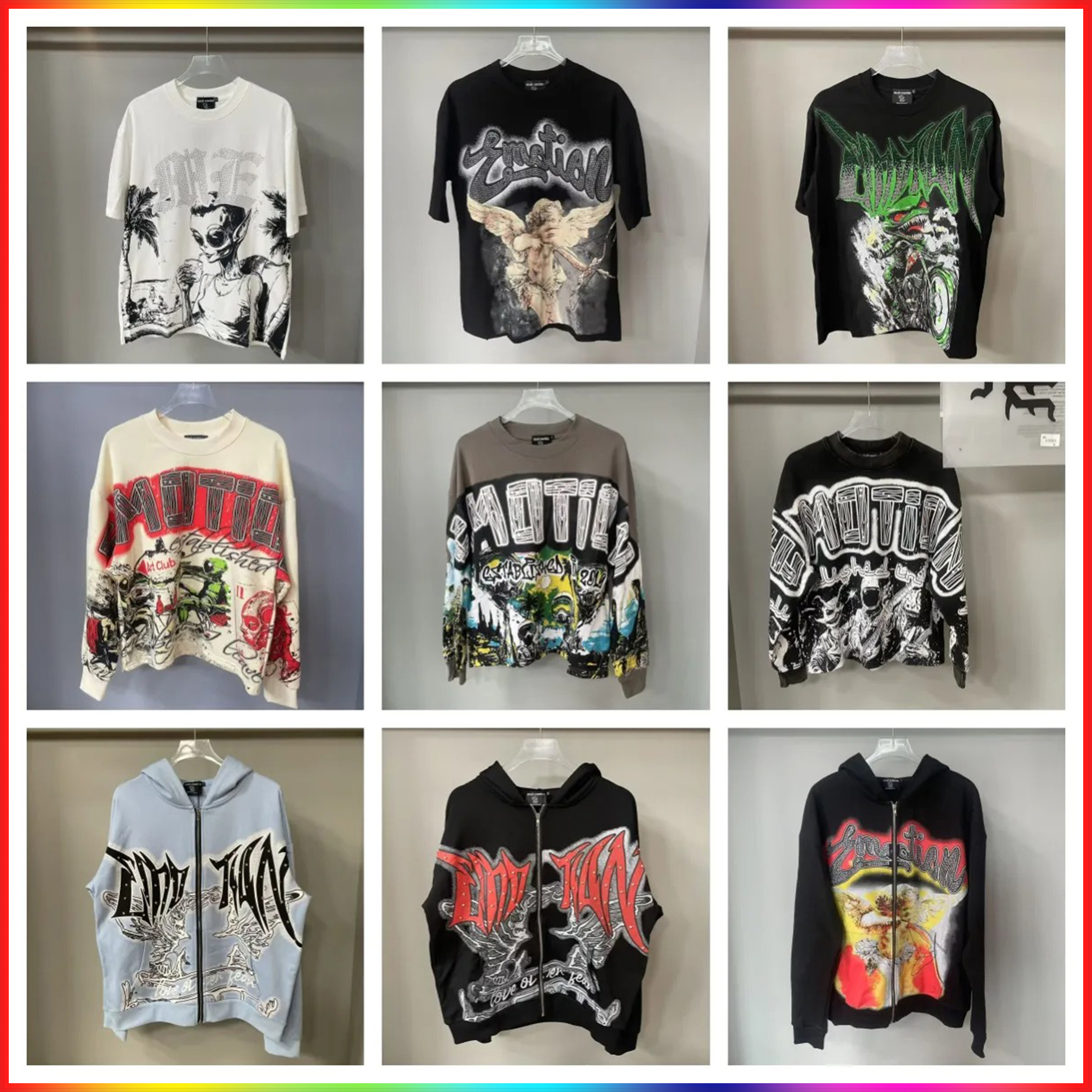 2026 MIXED EMOTION shirts designer shirts Mens Y2k essential hoodie Letter tee High Street summer fashion hip-hop retro casual cotton printed shorts sleeveds shirts