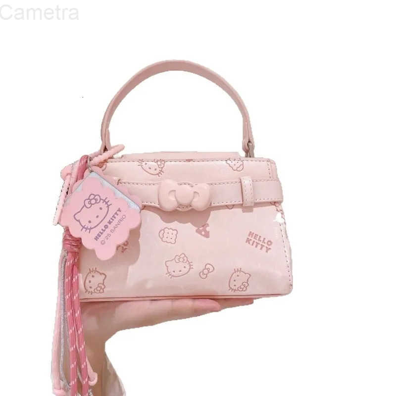 Sanrio 2025 New Kawaii Hello Kitty Handbag Japanese Cartoon Girl Heart Cross Shoulder Bag High Beauty Girl Birthday Gift H251216