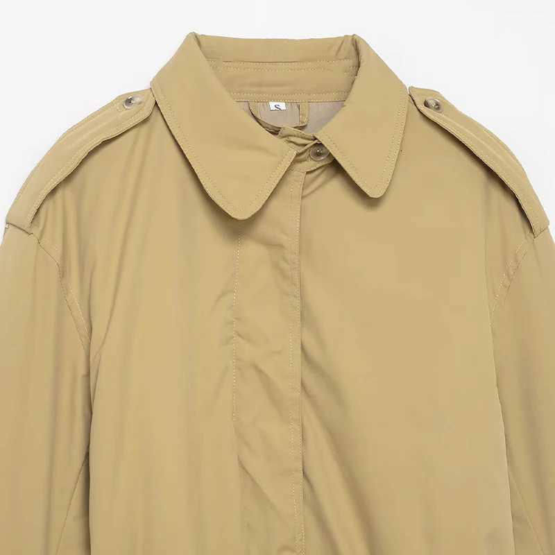 Willshela Women Fashion With Belt Khaki Hidden Breasted Trench Jacket Vintage Lapel Neck Long Sleeves Female Chic Lady OutfitsT251216