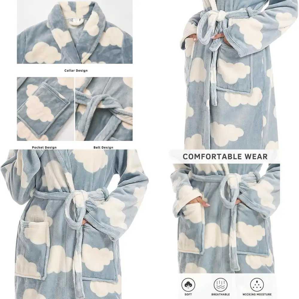 Luxury Plush Womens Fleece Bathrobe - Long Warm Robe for Comfort C251216