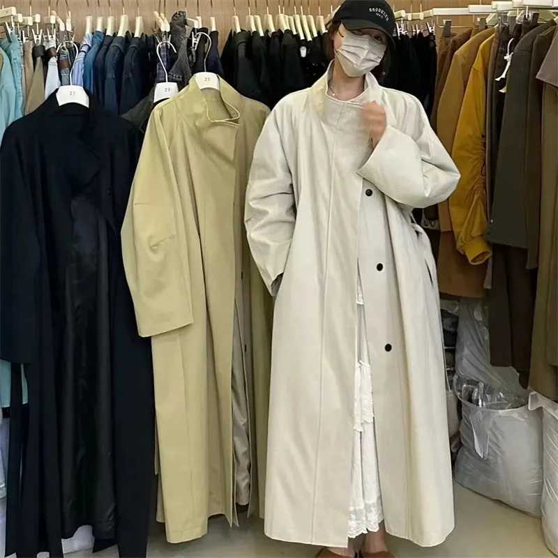 2025 Korea Casual Long Women Trench Coat Autumn Winter Turn Down Collar Female Windbreaker Overcoat With BeltT251216