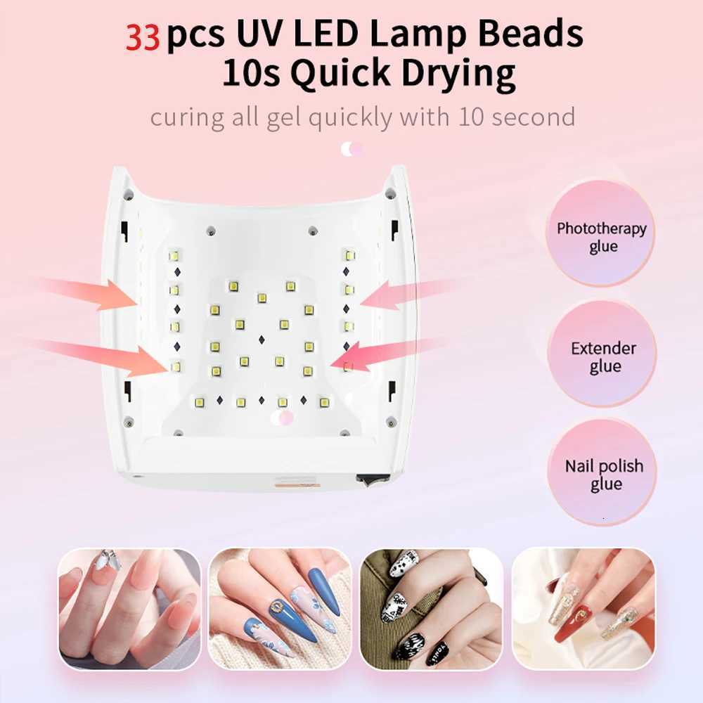 Wireless UV LED Nail Lamp 66W Lamp For Nail 33LEDS 7800mAh Rechargeable Curing Lamp with 4 Timer Settings Nail Art Manicure ToolT251216