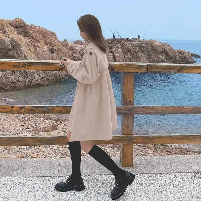 2025 Women Trench Coat Mid-long Lined Female Double breasted Windbreaker Jacket Spring Autumn Fashion Lapel collar OuterwearT251216