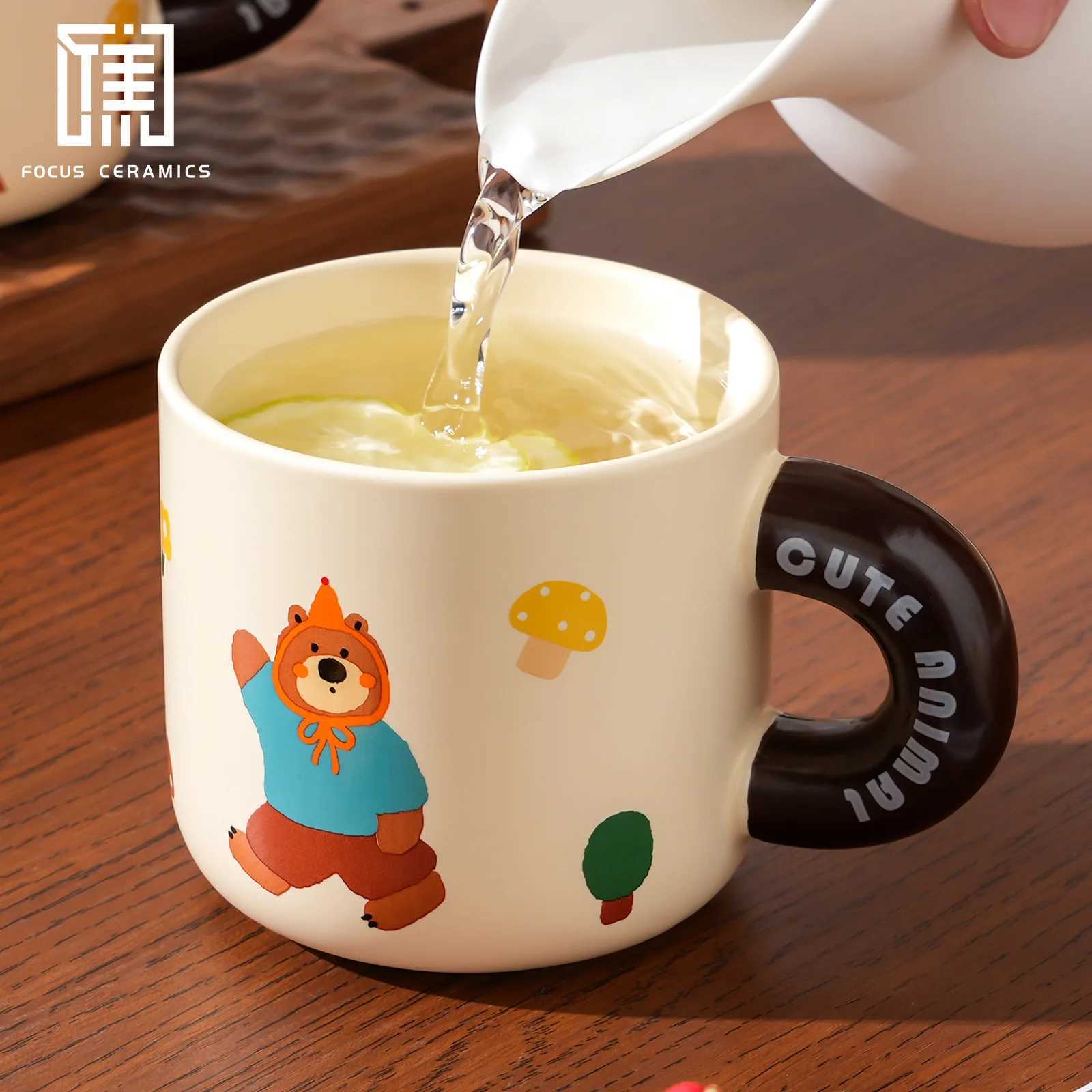 Cute Bear g Gift for Wen Happy Ceramic Coffee Cup for Off He Use Cute Present for Her Birthday Christmas Happy Decor H251215