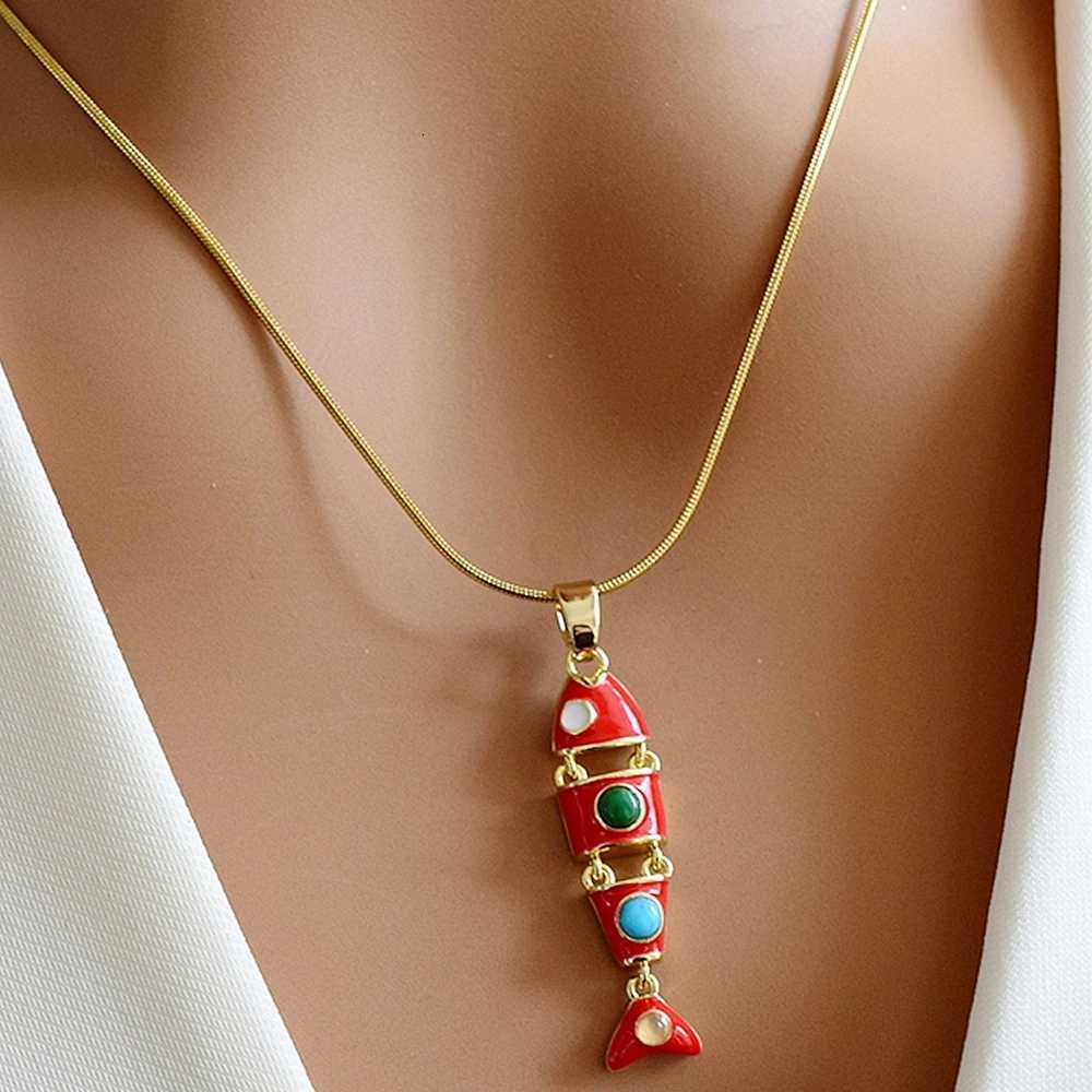 NEW High Colorful Fish Necklace Quality Summer Ocean Series Personalized Fashionable Metal Goldfish Jewelry M251216