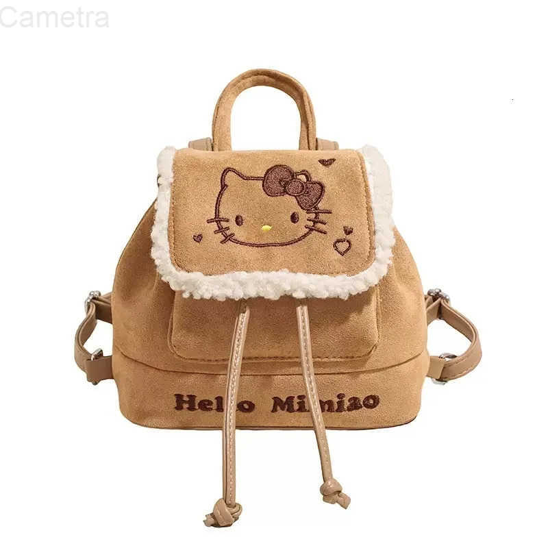 Sanrio Hello Kitty Retro Plush Backpack for Women Niche Design Cute Cartoon Versatile Casual Handbag H251216