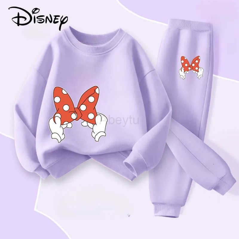 Sanrio DISNEY Spring Autumn Childrens Clothing Sets Minnie Daisy Print Girls Sweatshirt Sweatpant 2pcs Suit Kids Thin Tracksuit H251216
