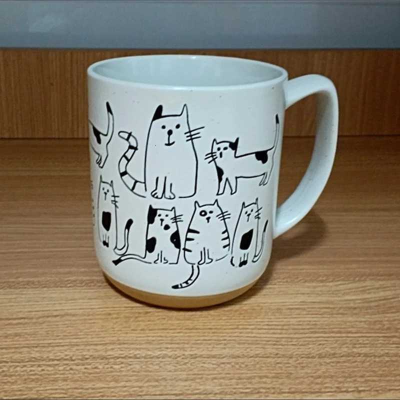 Super Cute Hand-painted Ceramic Tea Cup Cartoon Cat Large Capacity Coffee g Cups He Off Kitchen Bar Creative Gift H251215