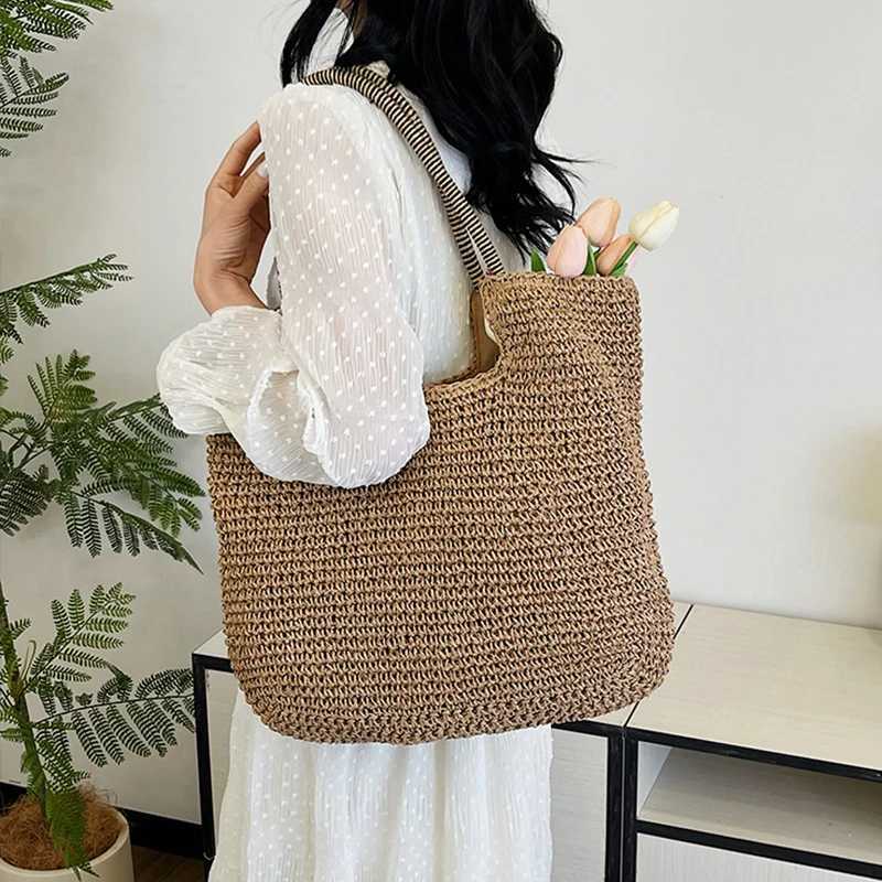 Hand-Woven Armpit Bag Summer Woven Tote Handbag Large Capacity Womens Shoulder Bag Paper Rope Ladies Beach Underarm Bag M251216