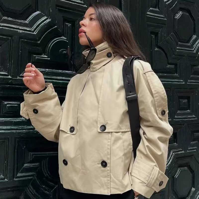 Chic Khaki Loose Womens Jacket Atumtn New Single Breasted Pocket Women Trench Coat 2025 New Female Windbreaker OutwearT251216