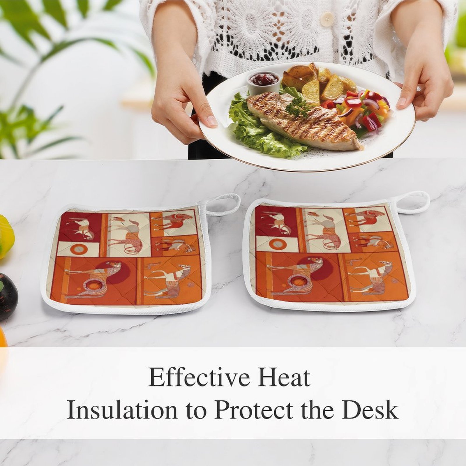 Custom Designer H Pot Holders Clearance for Kitchen Luxury Horse Pattern Heat Resistant Hot Pads Trivet for Cooking and Baking H9