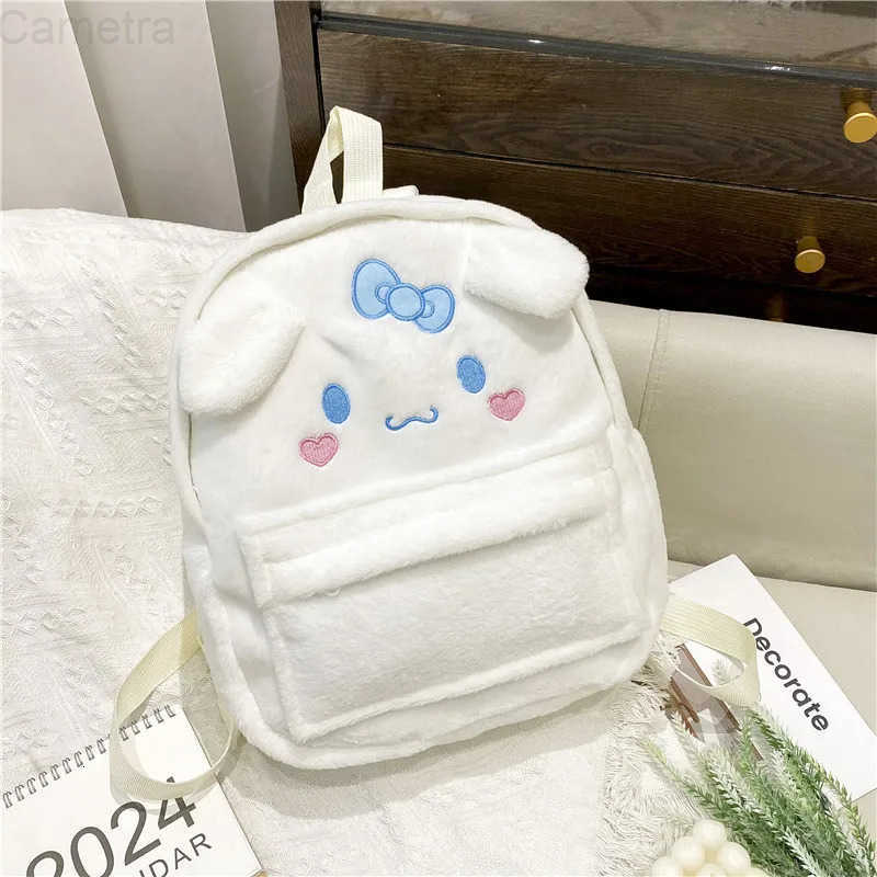 Sanrio 2025 new Lovely Plush Backpack Cinnamoroll Kuromi Girl Heart Large Capacity My Melody Shoulders Bag Kid girls Gift H251216