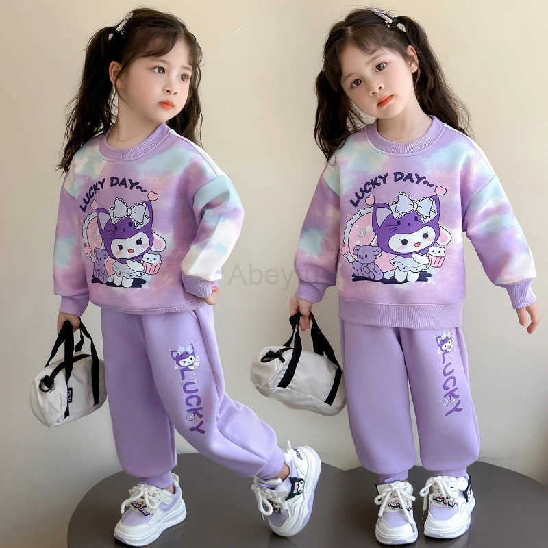 Sanrio Autumn Baby Girl Clothes Set Kid Cute Kunomi Printed Sweatshirts Pullover TopPants 2pcs Suit Children Sweet Tracksuits Outfits H251216