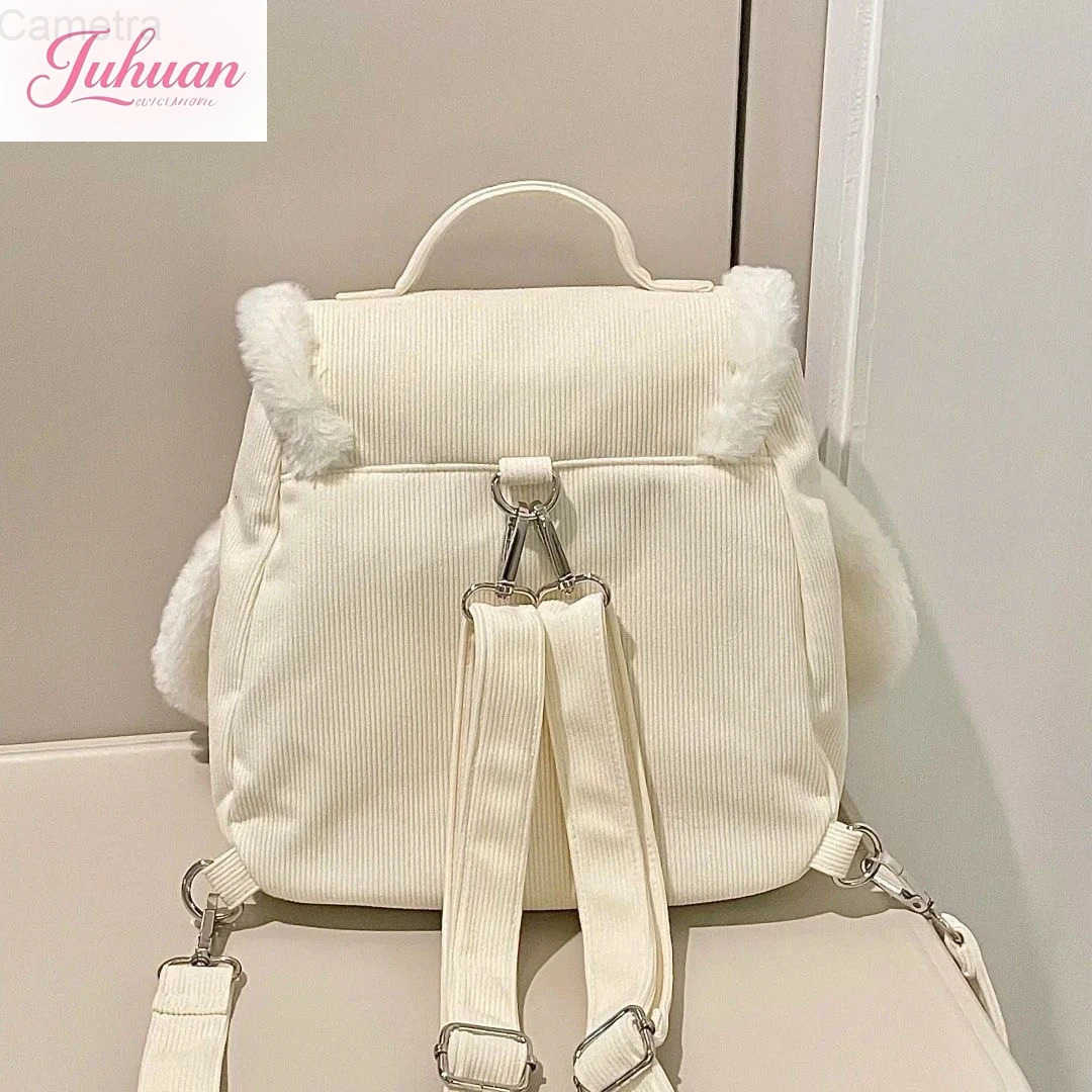 Sanrio Japanese Original Soft Girl Cute Furry Rabbit Ears Backpack Casual Simple Temperament Commuting Versatile Large Capacity Painbag H251216