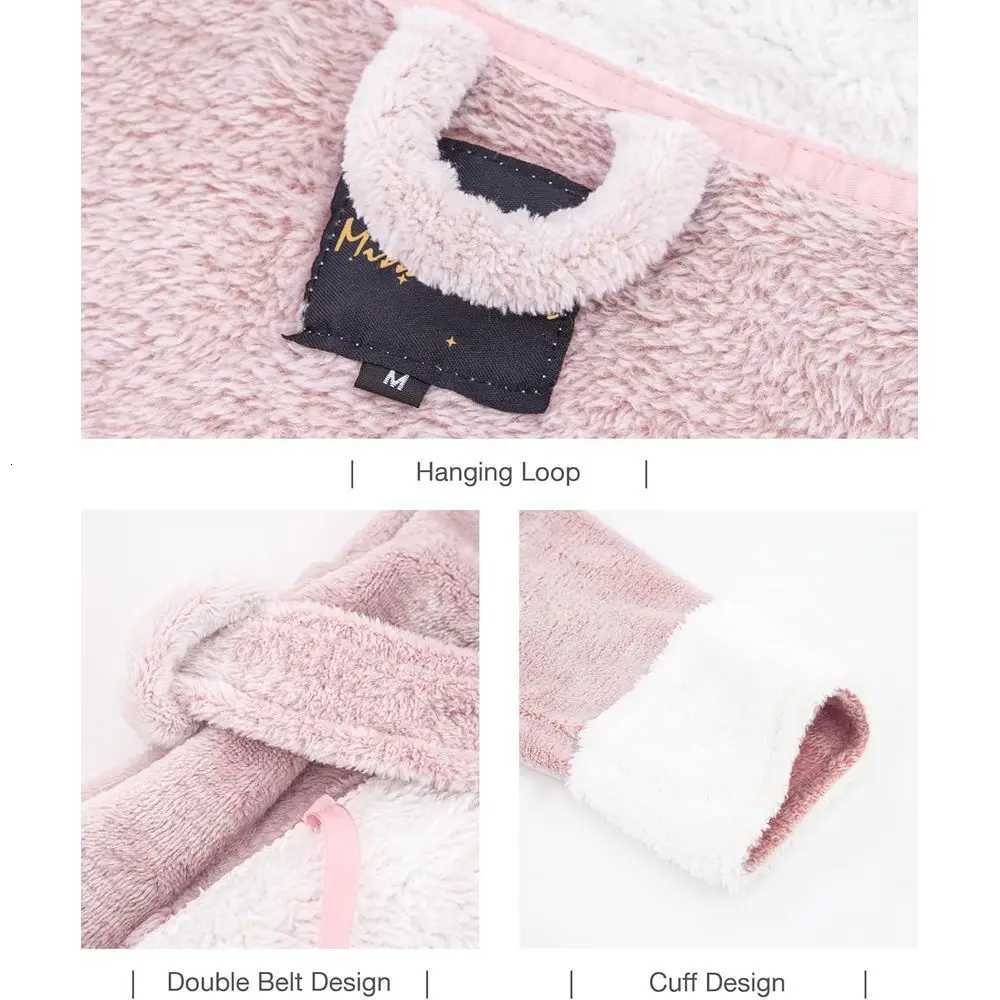 Cozy Long Fleece Robe with Pockets for Women - Plush Hooded Loungewear Bathrobe C251216