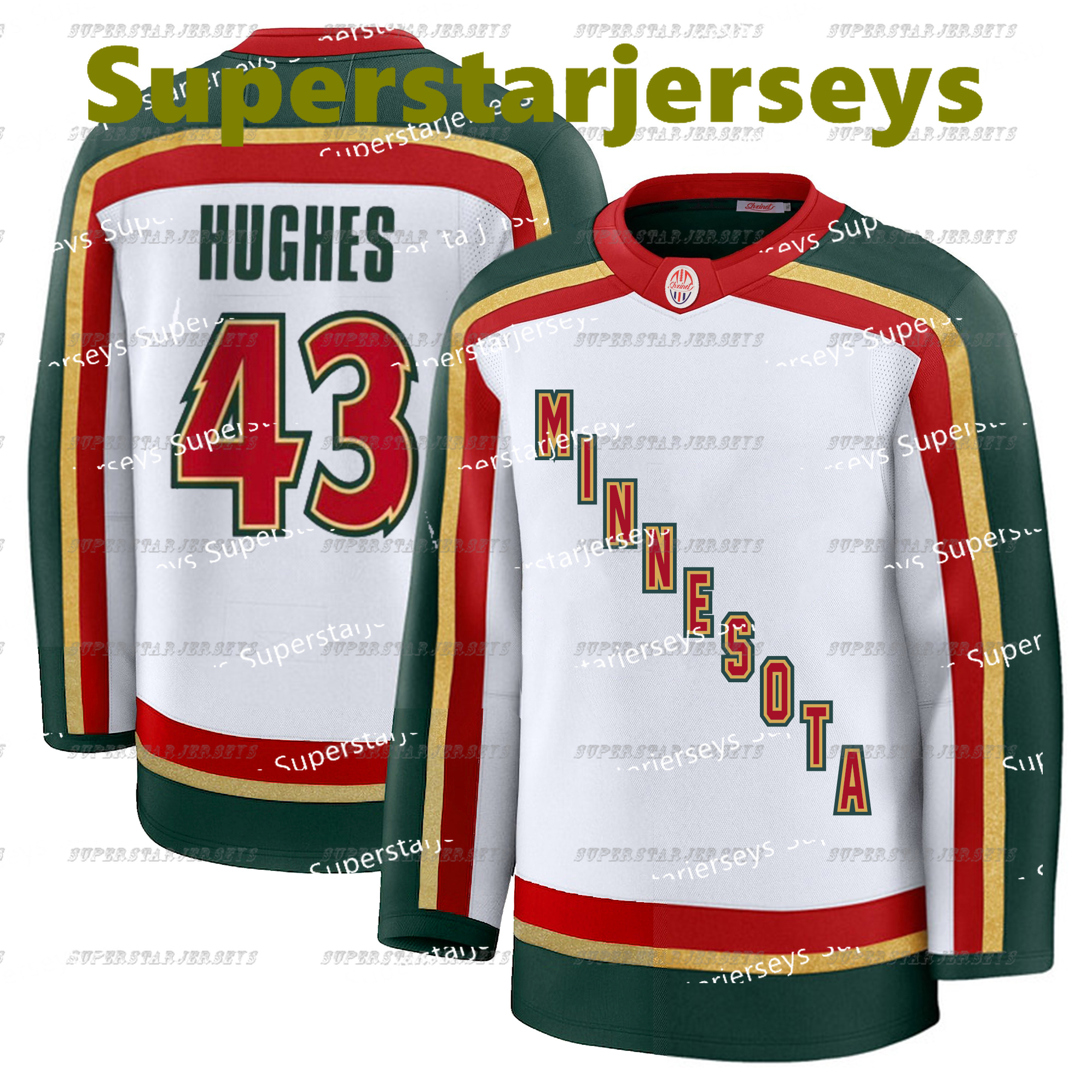 New Quinn Hughes Hockey Jerseys Kirill Kaprizov Marc-Andre Fleury Matt Boldy Marcus Foligno Marco Rossi Mats Zuccarello Brock Faber Vladimir Tarasenko