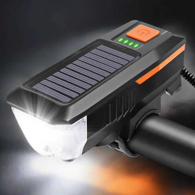USB Rechargeable Bike Light Set 2-in-1 Front Rear LED Safety Lights Flashing Modes Solar Charging Bicycle Accessories C251216