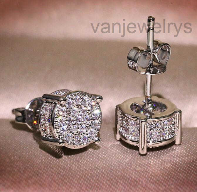 Men Womens Ins Fashion Shine Crystal Earrings Gold Silver Plated MINI Luxury Bling Diamond CZ zircon Earring aretes brincos ear rings earings Jewelry