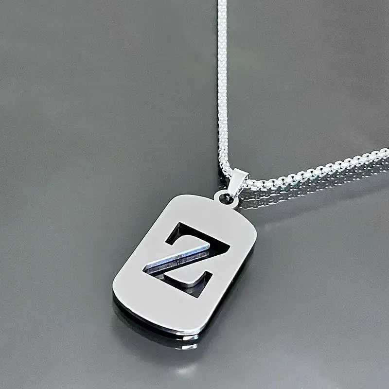Fashion Punk Alphabet Letter A-Z Minimalist Pendant Necklace for Women Men Silver Color Titanium Steel Trendy Jewelery Gift G251217