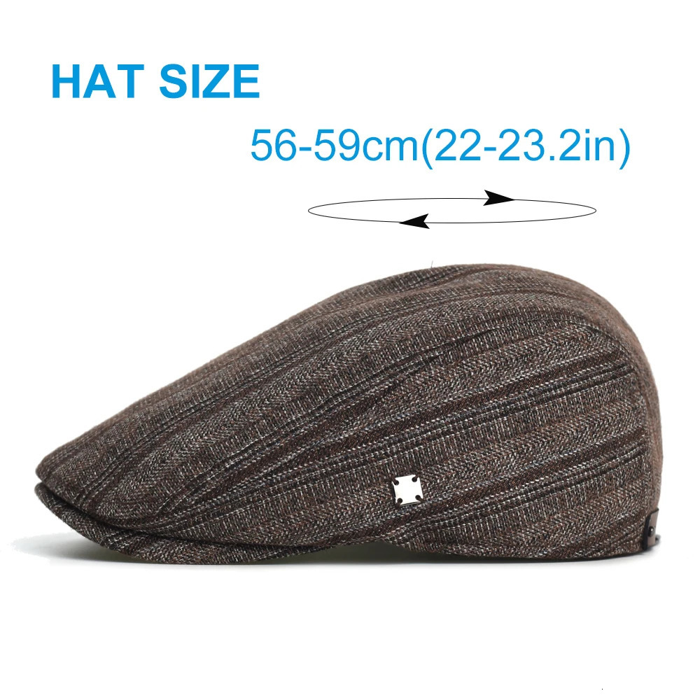Winter Autumn sboy Cap Men Women Thick Warm Vintage Casual Stripe Berets Flat Hat Peaked Cap Adjustable 251210