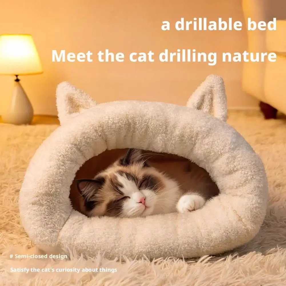 Self Warming Cat Bed Soft Plush Cat Winter Sleeping Bag Cat Sleeping Bag for Indoor Cats Cute Pet Small Puppy Pet Nest Bed M251217