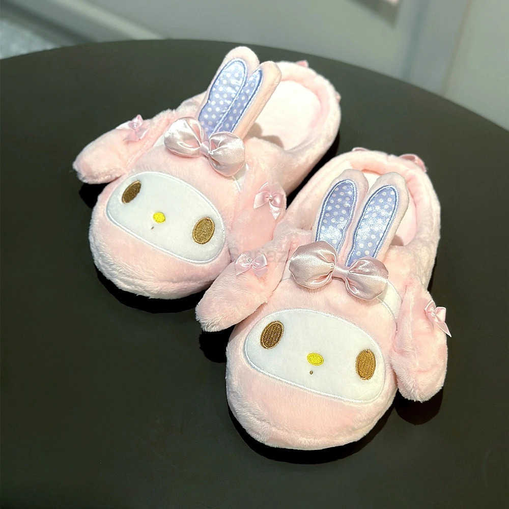 Sanrio Lovely My Melody Slippers Japanese Style Indoor Shoes Cartoon Anime My Sweet Piano Warm Slippers Autumn Winter Flat Non-slip H251217
