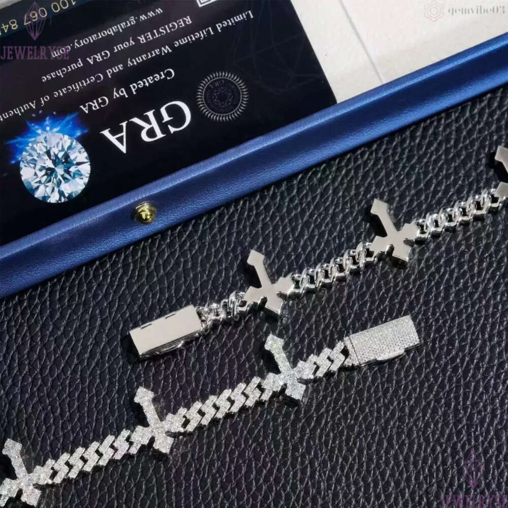 Solid Sier 6Mm Hip Hop For Men Women Fashion Moissanite Cross Cuban K Chain Bracelet A