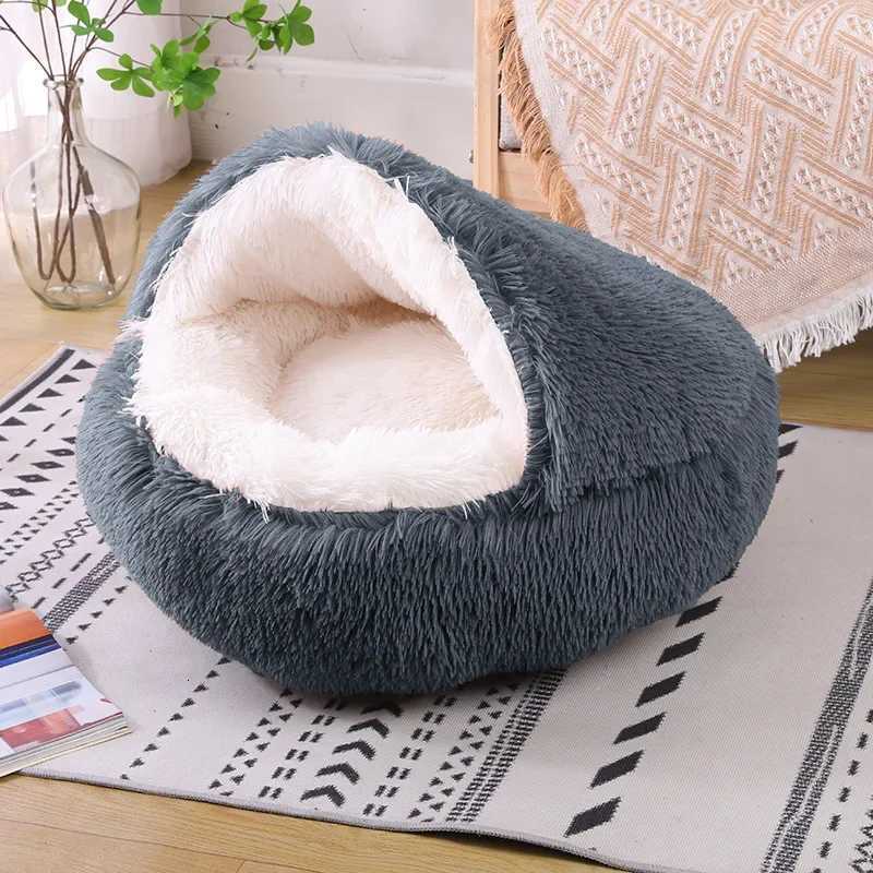 Soft Plush Round Cat Bed Pet Mattress Warm Comfortable Basket Cat Dog 2 in 1 Sleeping Bag Nest for Small Dogs M251217