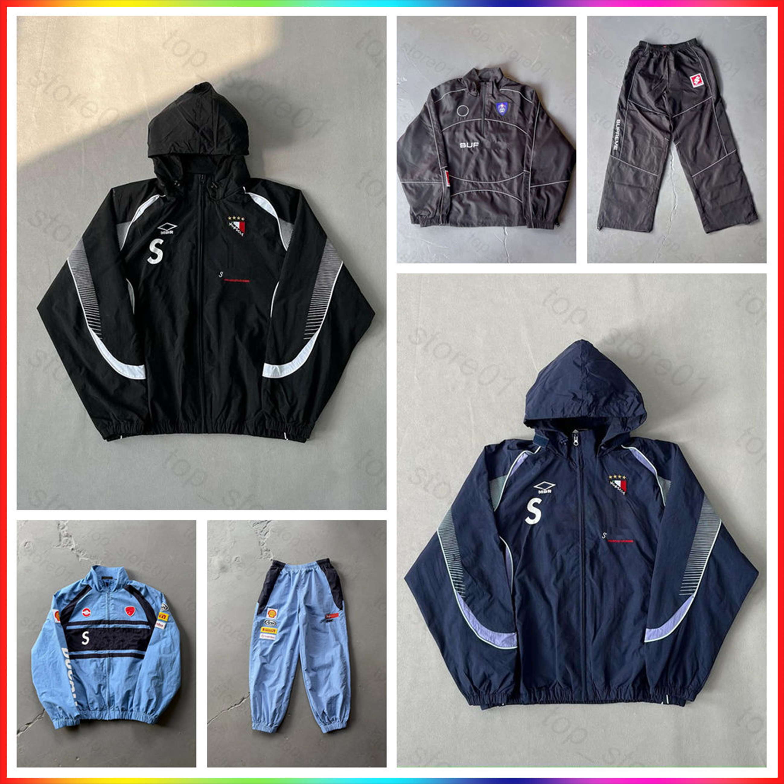 New Fashion mens designer hoodie Sportswear supremely jacket Embroidered Patterns Retro Racing Jacket essential hoodie Drawstring Pants Woven Running Pants Set