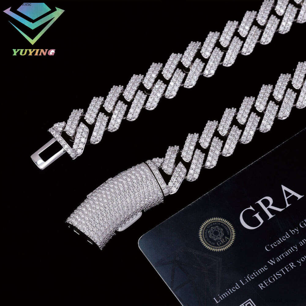 13mm 2 Row High Quality S Sier Rapper Price Cuban Chain VVS Moissanite Necklace