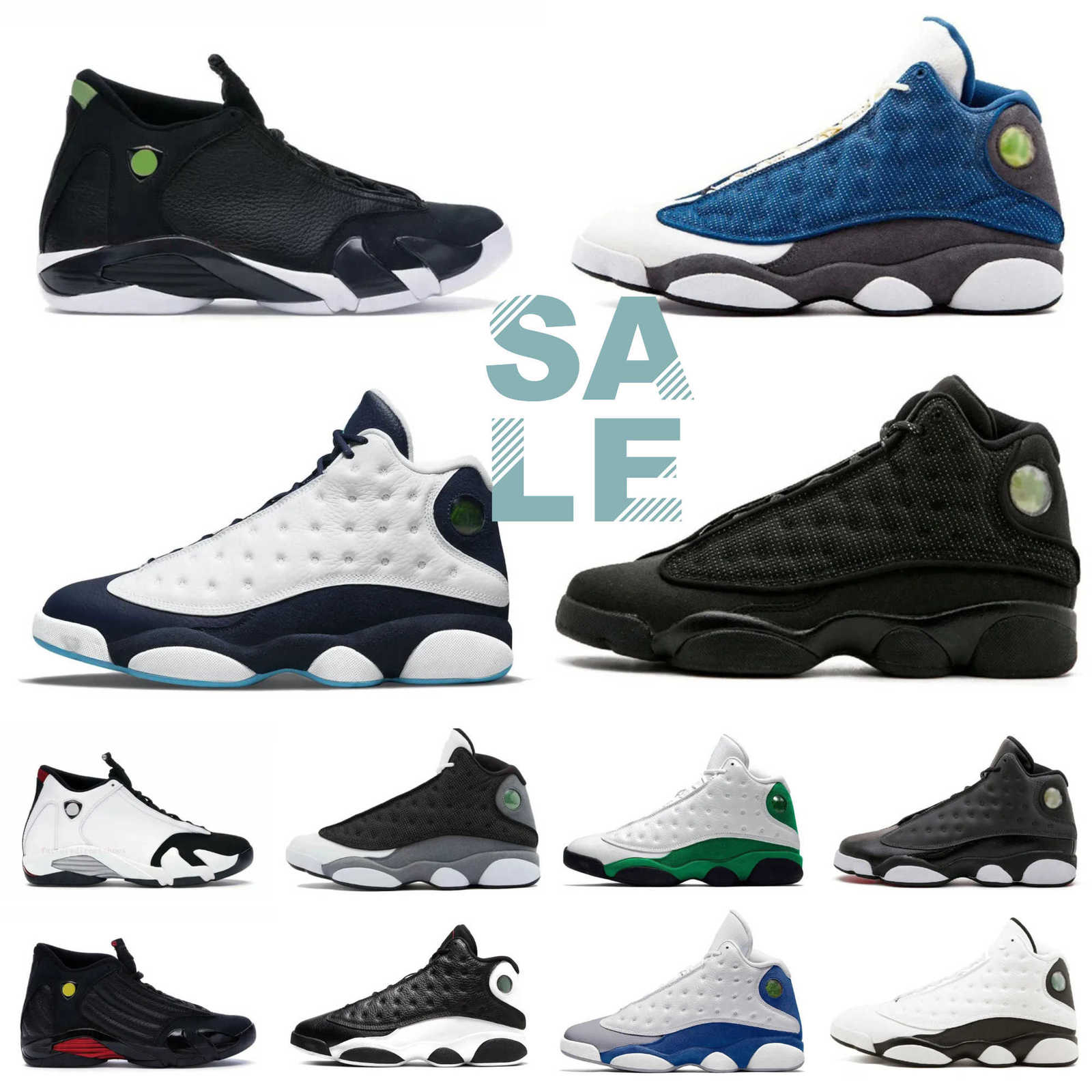 Jump Mans J13 13S Sports Basketball Shoes Trainer 13 14 Retroes Bred Black Cat Flint Grey Obsidian Powder French Blue White Outdoor Shoe 14S Toe Indiglo Sneakers