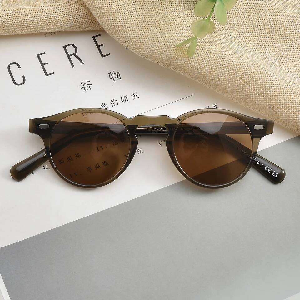 Gregory Peck Vintage Polarized Sun Glasses Ov5186 Clear Frame Sunglasses Brand Designer Men Women OV 5186 Gafas Oculos With Case