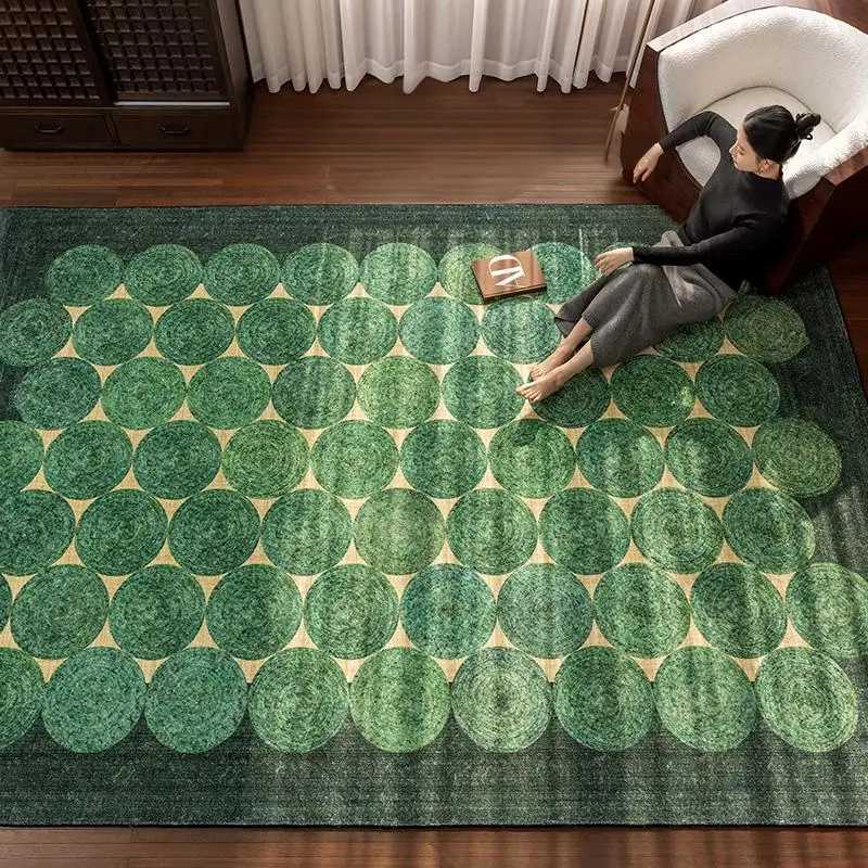 VIKAMAf Green Retro Style Carpet Durable and Wear-Resistant Living Ro Rug Dining Ro Floor Mat He Decor Y251216