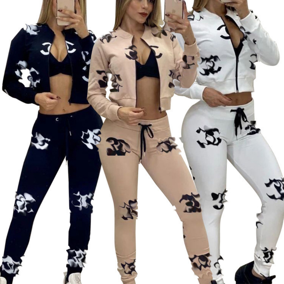 Two Piece Pants Tracksuit Sporty Sweat Suits Women Casual Sweatshirt and Leggings Set Free Ship