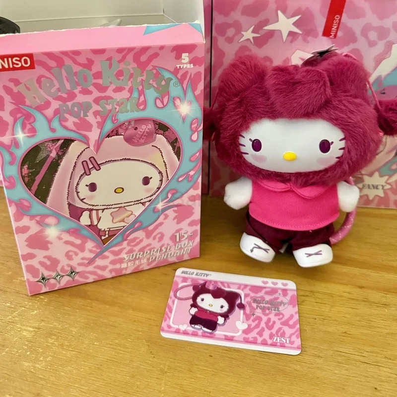 Sanrio Characters Hello Kitty Pop Star Series Vinyl Face Blind Box Toys Bag Pendents Keychains Ornaments Trendy Children Gifts H251217