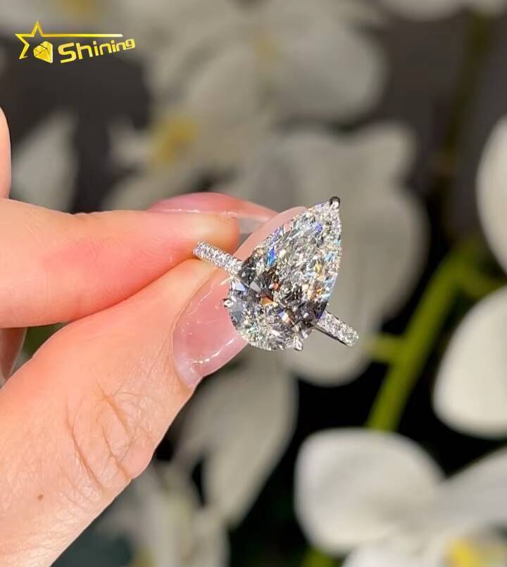 Luxury 10K 14K Solid White Gold CVD Lab Grown Diamond 5CT IGI Certificated Pear Cut Women Engagement Wedding Ring