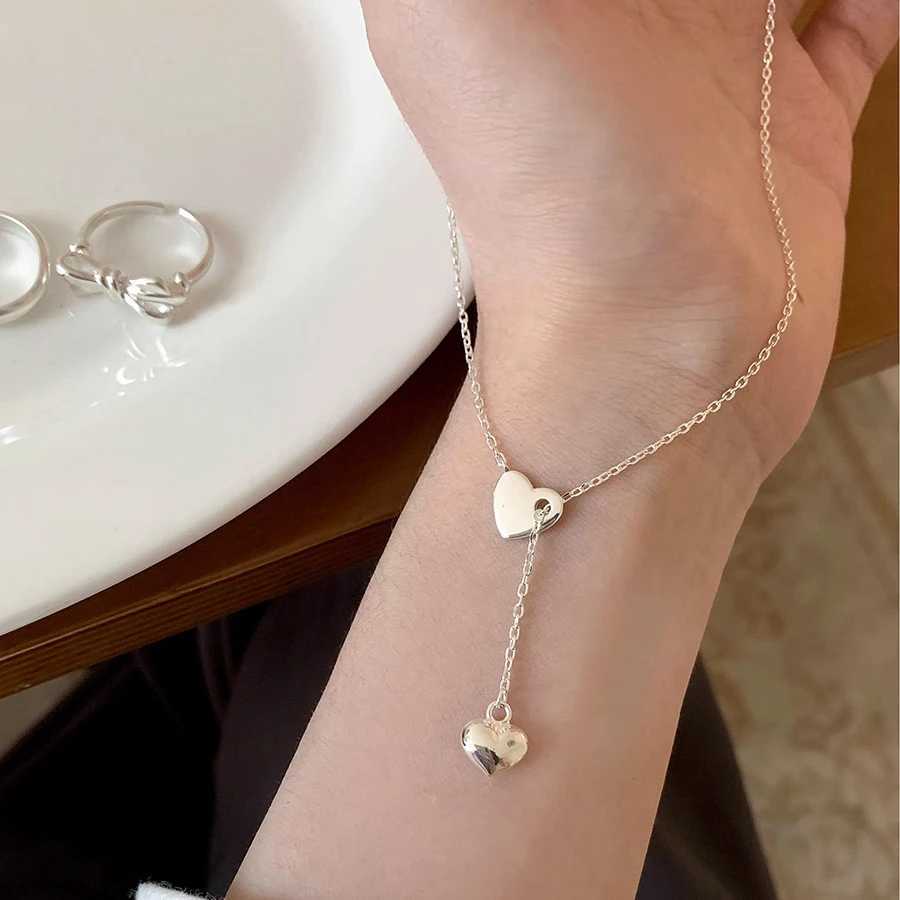 925 Sterling Silver Necklace Heart Pendant Love Adjustable Choker Elegant for Women Girl Jewelry Gift G251217