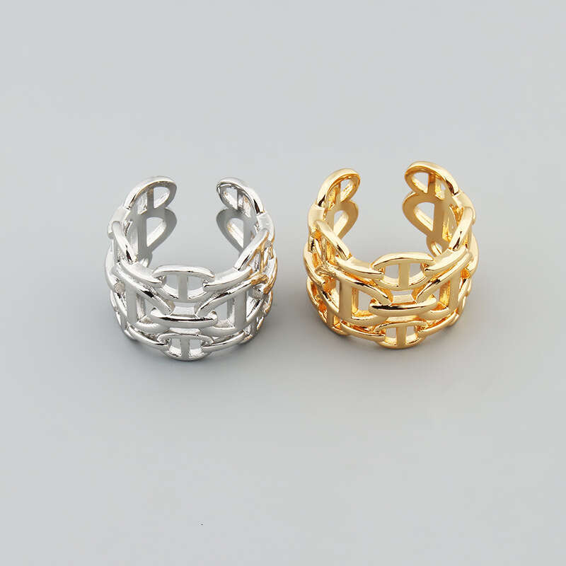 luxury Style Three-Layer Hollow Pig Nose Ring Open Adjustable Unisex Elegant Jewelry One Piece