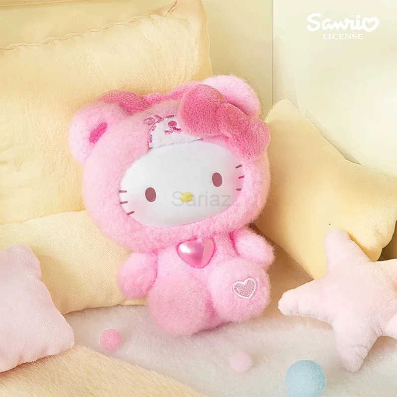Sanrio Original HelloKitty Teddy Sleepwear Vinyl Plush Pendant Trend Blind Box Doll Anime Figure Ornament Toy Birthday Gift H251217