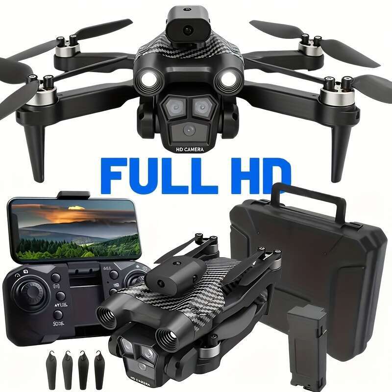 Three-Camera Foldable Drone, Remote-Controlled Toy, Easy To Operate, Suitable Beginners, Gift Men, And Outdoor For Christmas And Halloween, Drone With