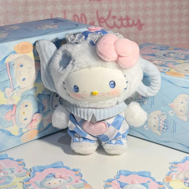 Sanrio Kawaii Blue Flutter Series Vinyl Face Plush Blind Box Kuromi Hellokitty My Melody Bag Pendant Decoration Birthday Gift H251217