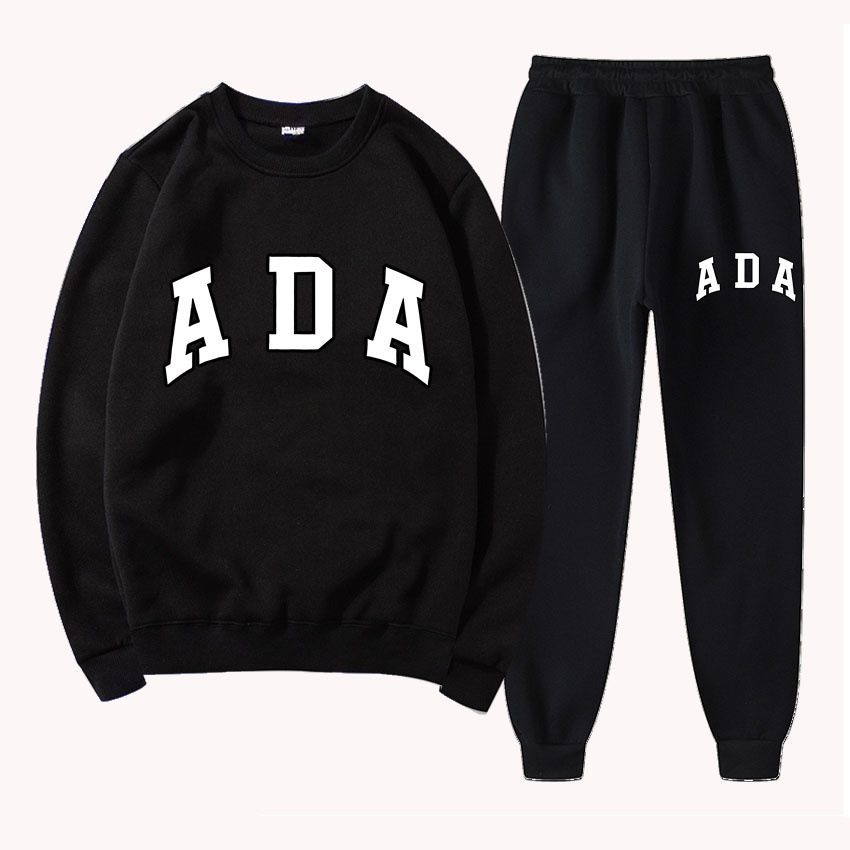 Luxury womens clothing designer sets ADA Letter Print Hoodie & Pants Set 2025, Fleece Lined Casual Sweatshirt 2 Piece Outfit Loose Fit Free Shipping