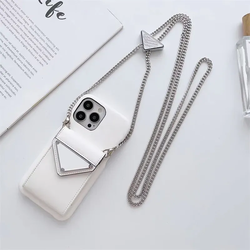 Designer Phone Cases for iPhone 16 16pro17 16 15 15pro 14 14pro 14plus 13 13pro max Deluxe Fashion PU Leather Card Holder Luxury Cellphone Cover with Neck lanyard