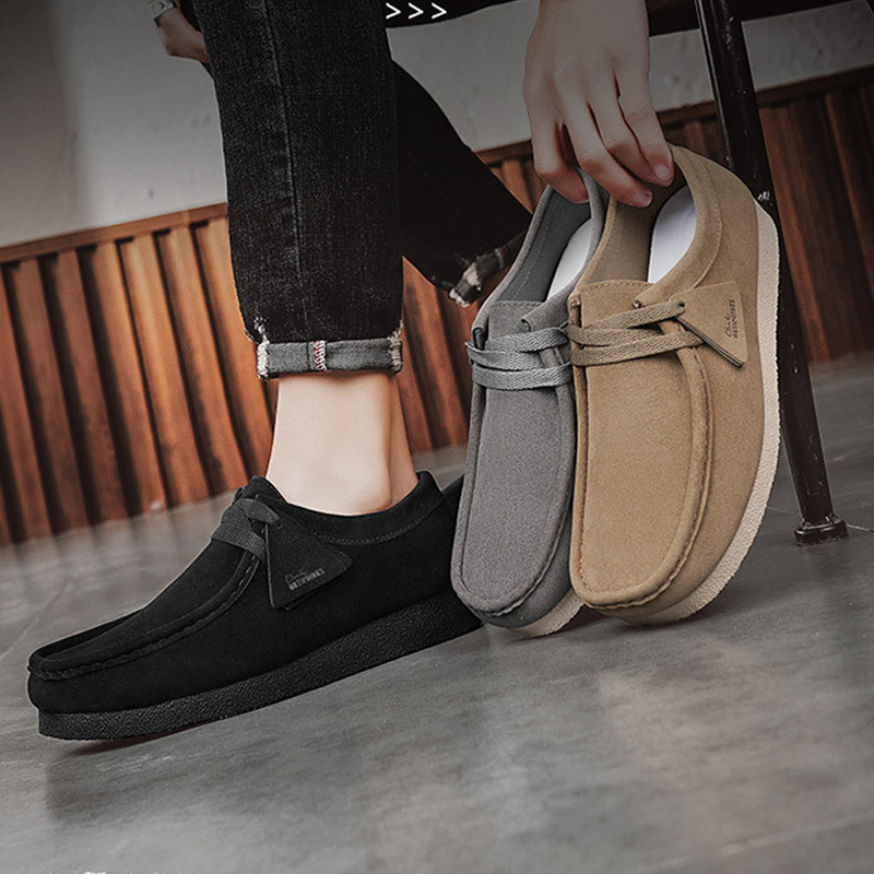 2026sFashion Khaki Casual For Suede Leather Loafers Platform Slip-On Men's Driving Lightweight Leisure Men Shoes 2026