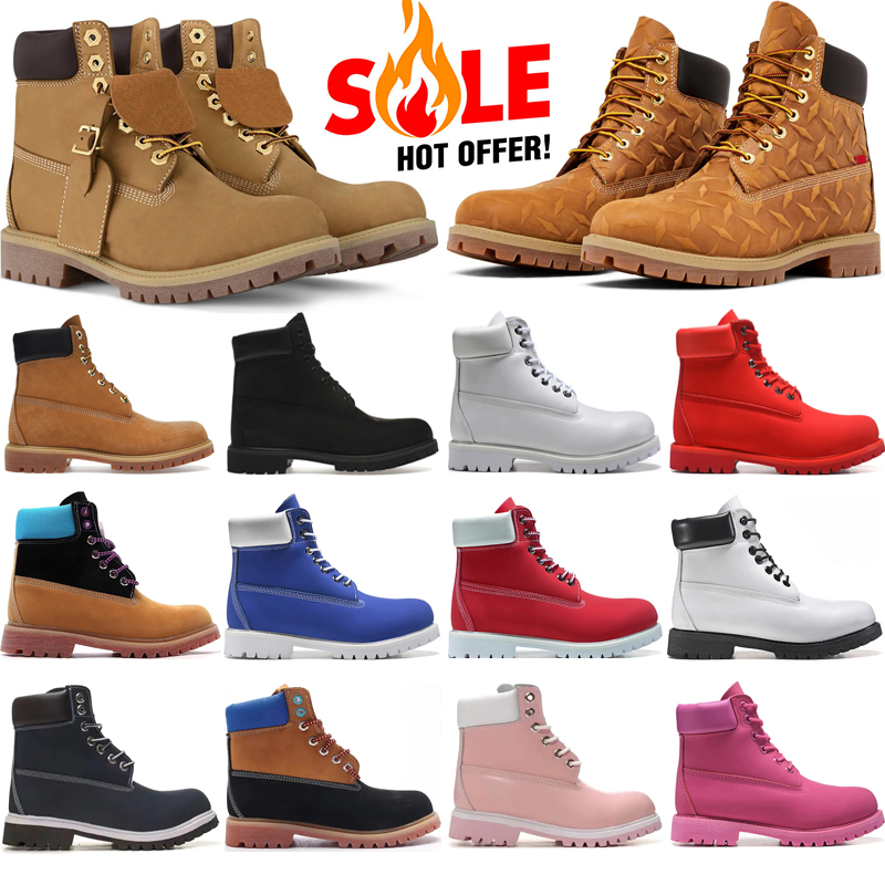 free shipping designer tims boots men women sneakers Wheat White Black Grey Pink Brown Camo Red ankle booties mens trendy Classic winter shoes