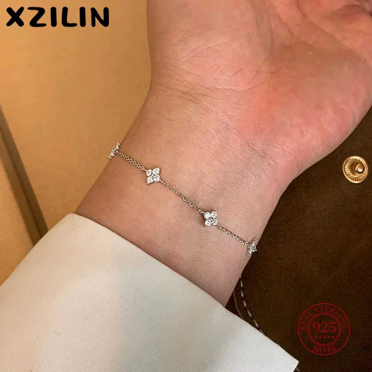 XZiLin S925 Sterling Silver Plated 18k Gold Korean Design Temperament Zircon Flower for Women Jewelry Gift G251217