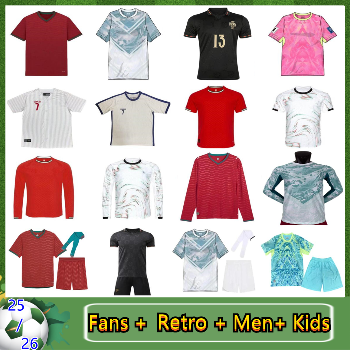 portugal 26 27 RONALDO jersey JOAO FELIX BERNARDO B. FERNANDES PEPE DIOGO J. 2025 2026 CR7 FERNANDES Long sleeved player version football shirt men kids kit