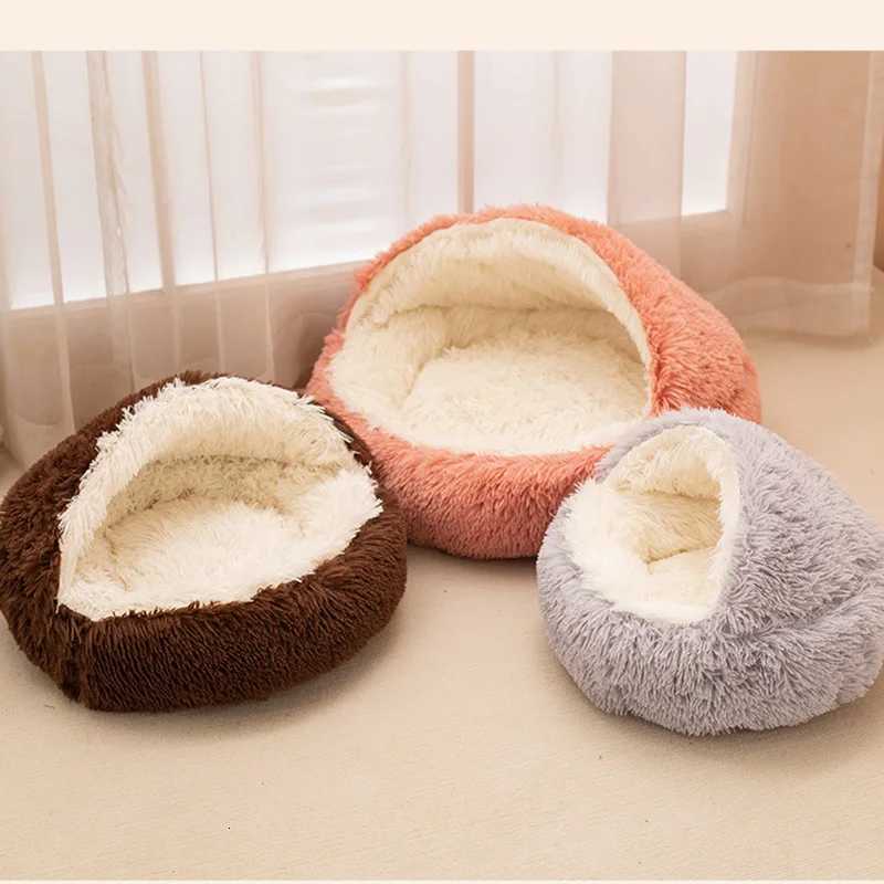 Winter pet bed soft plush pet bed Winter semi-enclosed cat nest warm and cold plush comforter nest Shell cat nest M251217