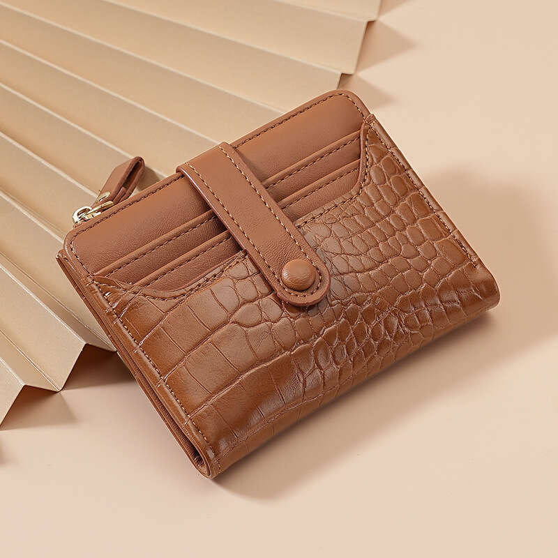 crossborder macaron short korean style crocodile pattern multicard slot daily versatile fresh womens wallet